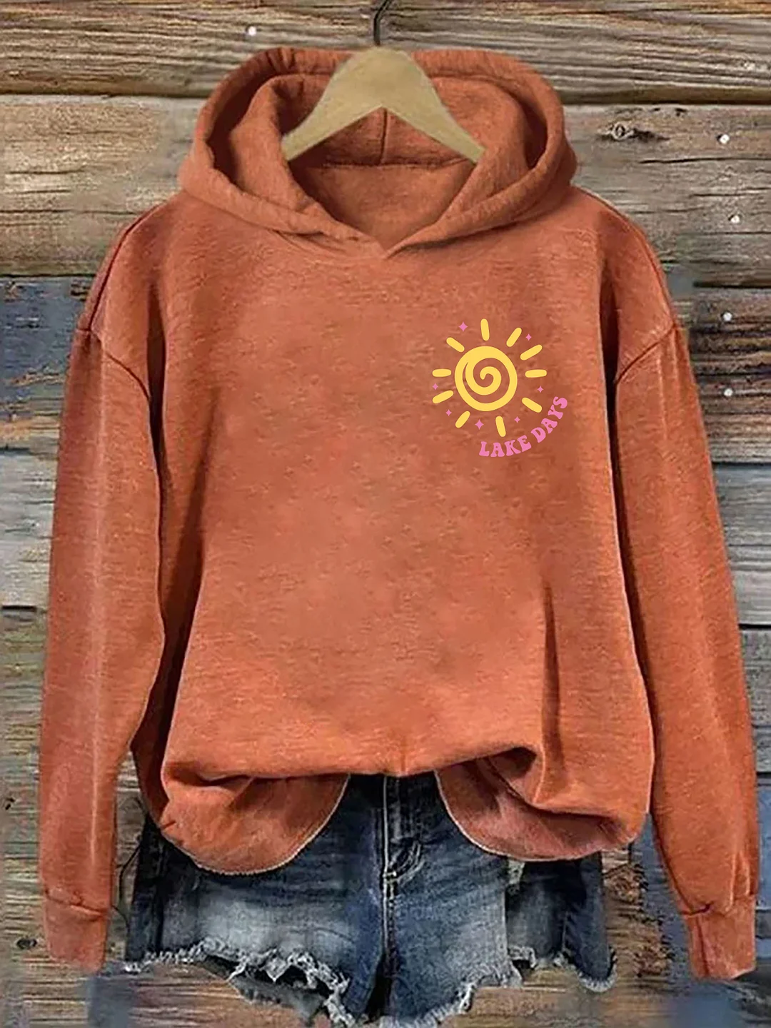 Boat Waves Sun Rays Lake Days Hoodie