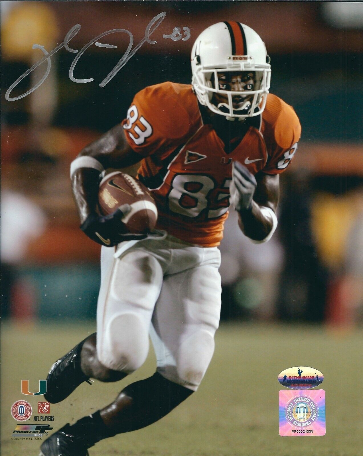 Signed 8x10 SINORICE MOSS University of Miami Autographed Photo Poster painting - w/COA