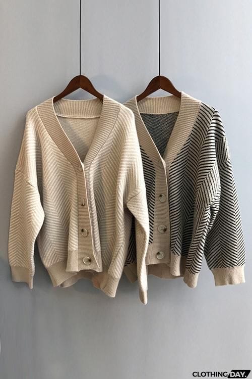 Stripe Button Cardigan