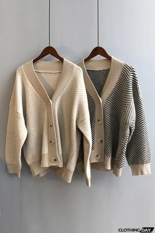 Stripe Button Cardigan