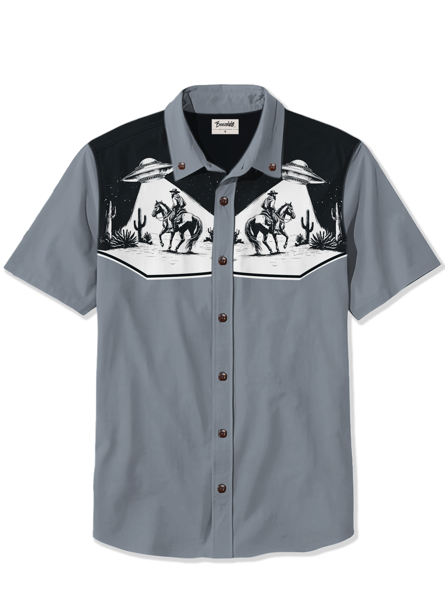 Western Retro Spaceship Cowboy Cactus - 100% Cotton Shirt