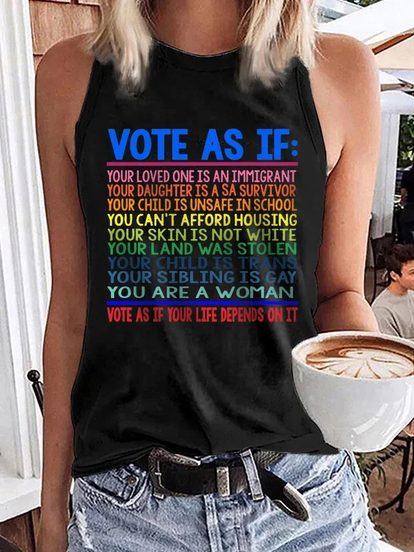 Women's Vote For Your Rights Women's Rights Print Sleeveless T Shirt