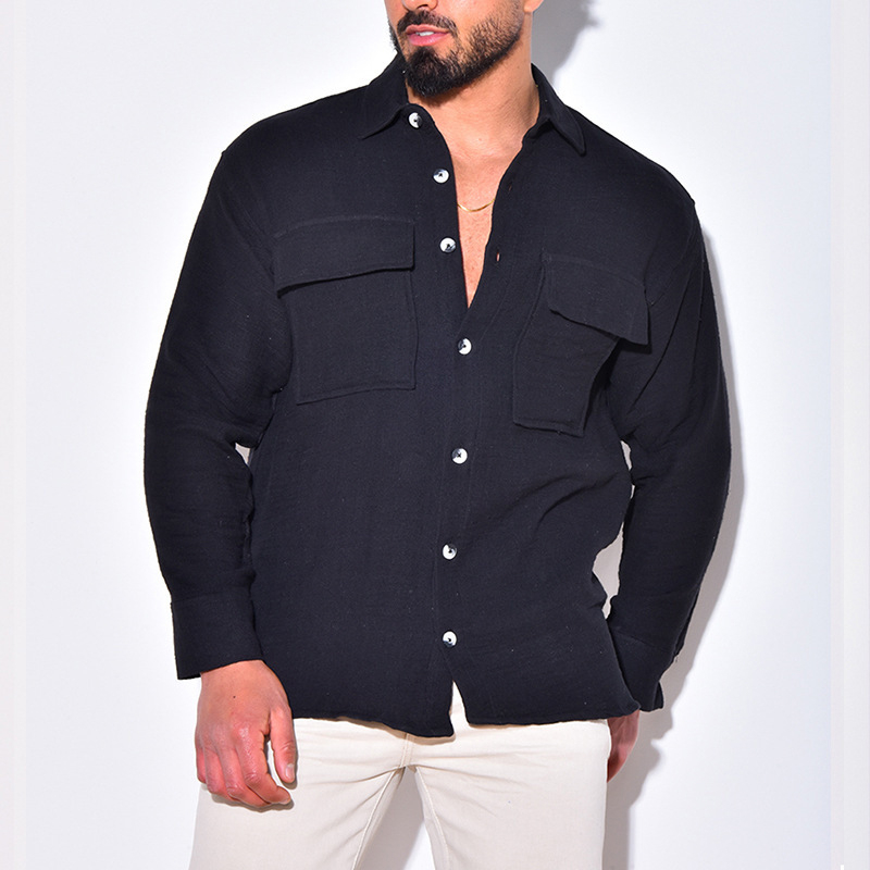 Men's Casual Cotton and Linen Single Breasted Shirt