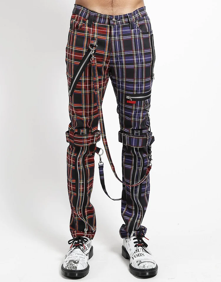 SPLIT LEG PLAID BONDAGE PANT