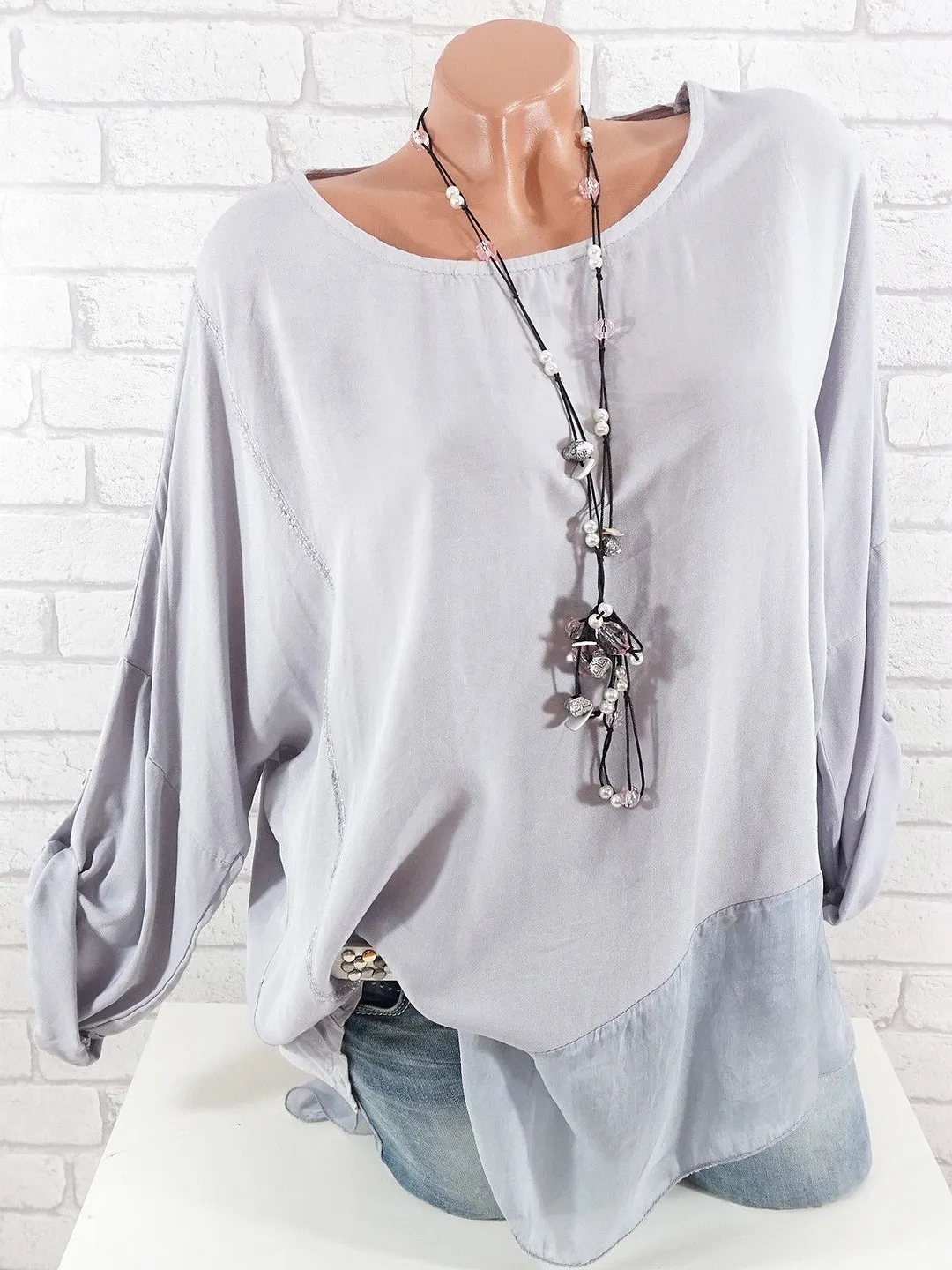 Women Long Sleeve Scoop Neck Printed Tops