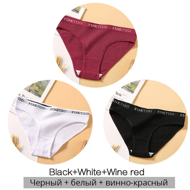 FINETOO Letter Cotton Panties Women M-2XL Lady Underpants Girls Briefs Fashion Cotton Underwear Soft Panty Female Lingerie 2020