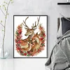 >SALE<Full Embroidery Cotton Thread 14CT Printed Xmas Deer Family Cross Stitch 36x47cm