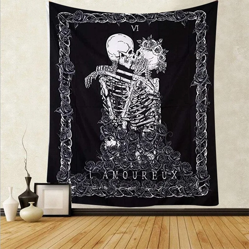Skull King Moon Tapestry Mandala Carpet Hippie Divination Witchcraft Wall Hanging Blanket