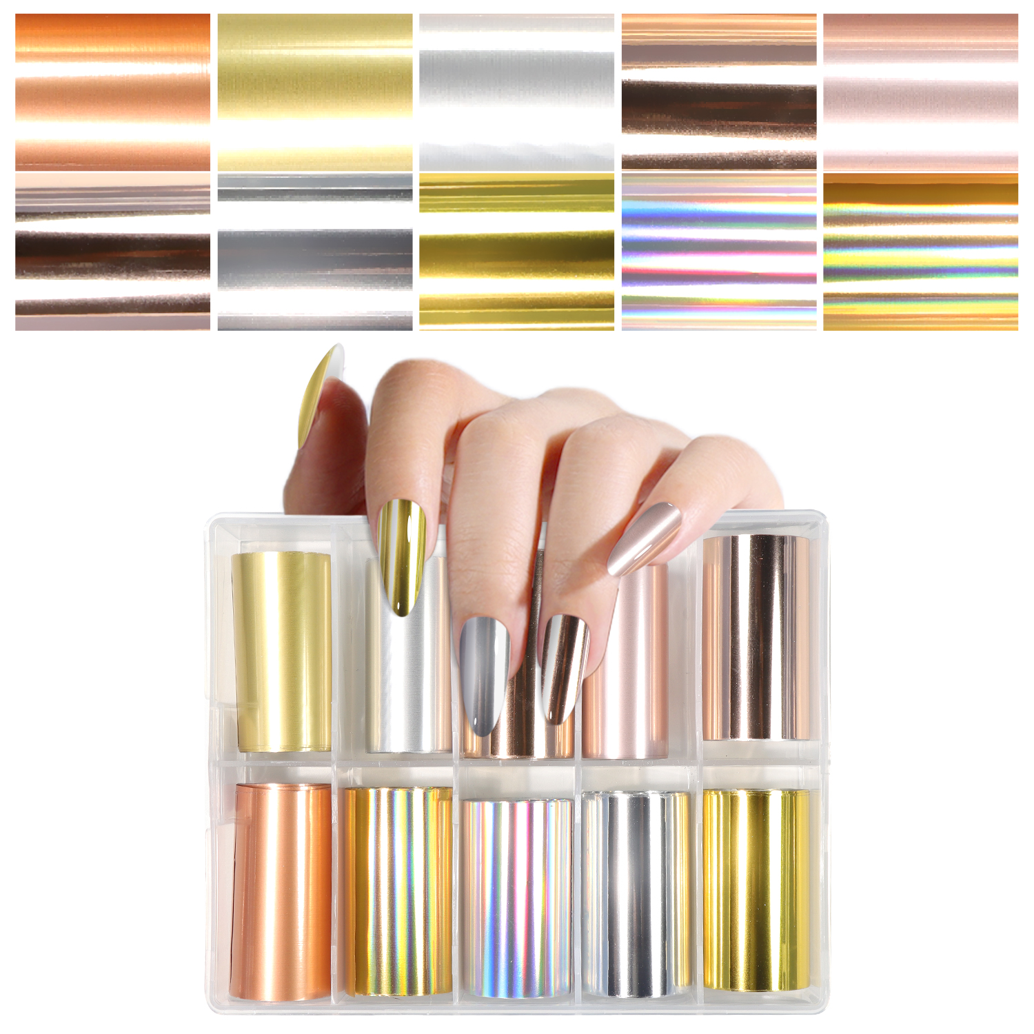 Mirror Chrome Nail Transfer Foil 12 styles