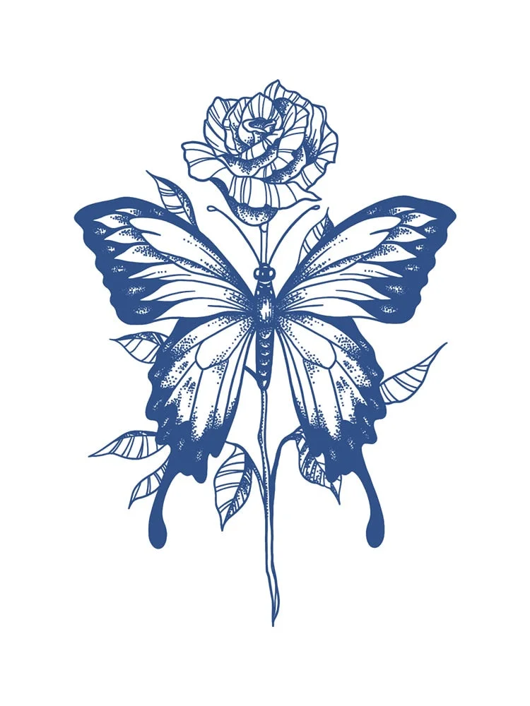 KT51-100 Semi-permanent herbal juice tattoo sticker flower arm clavicle non-reflective simulation tattoo big picture