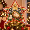 DIY Diamond Painting Christmas Tree Topper Star, Acrylic Holiday Tree Top Decoration with Spring Base, Removable Tabletop Christmas Decor