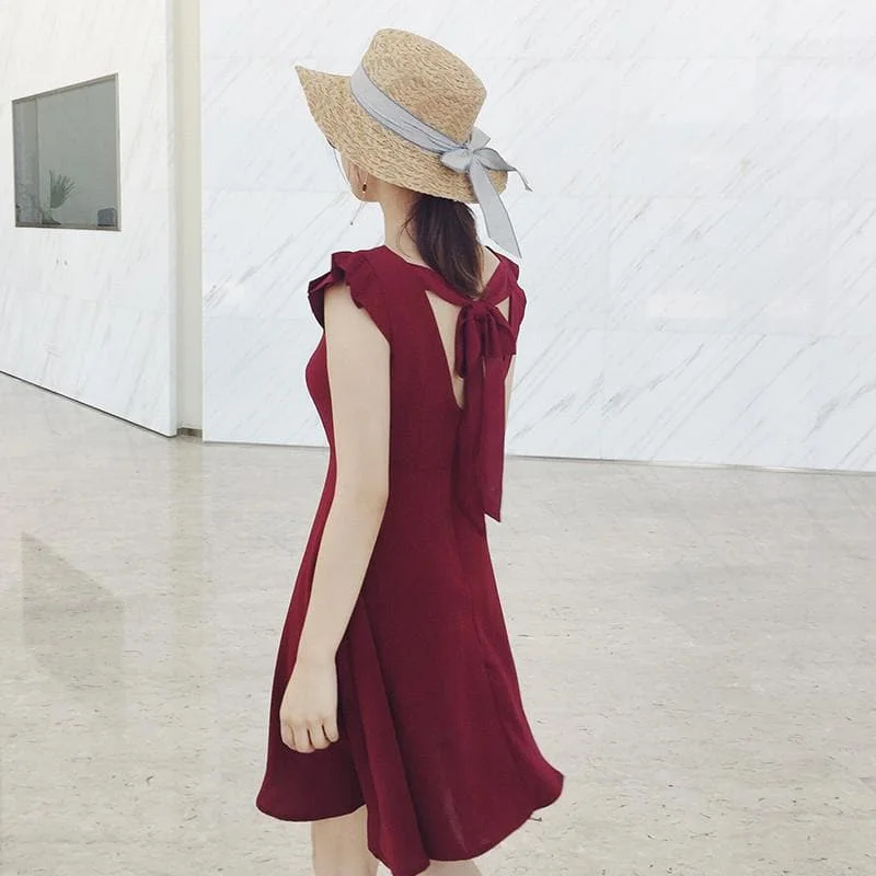 Red/Black Elegant Sleeveless Laced Back Dress SP1710275