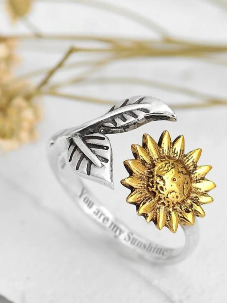 Sunflower You Are My Sunshine Adjustable Ring
