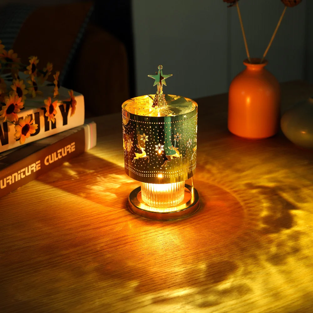 🔥Limited Time Offer🔥Elk Rotating revolving lantern Aromatherapy candle atmosphere luminous cup