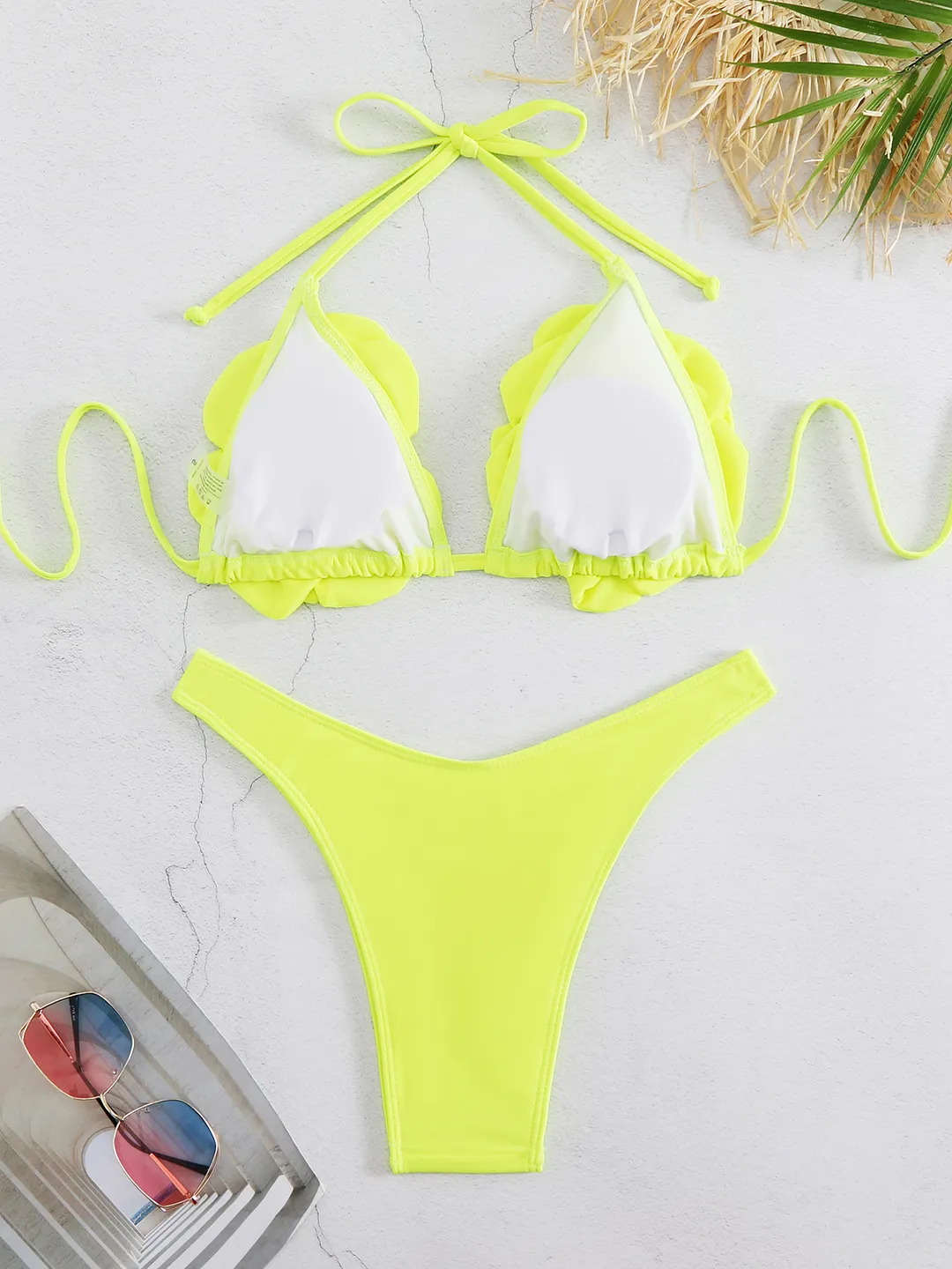 Brownm Three-Point Three-Point Three-Dimensional 3D Flower Low-Waisted Bikini Sexy Split Swimsuit Woman 2025 New Export
