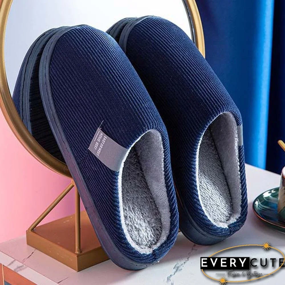 Winter Warm Cotton Slippers Women Men Home Shoes Simple Non-Slip Indoor Slides Corduroy Couple Slipper Female Shoes