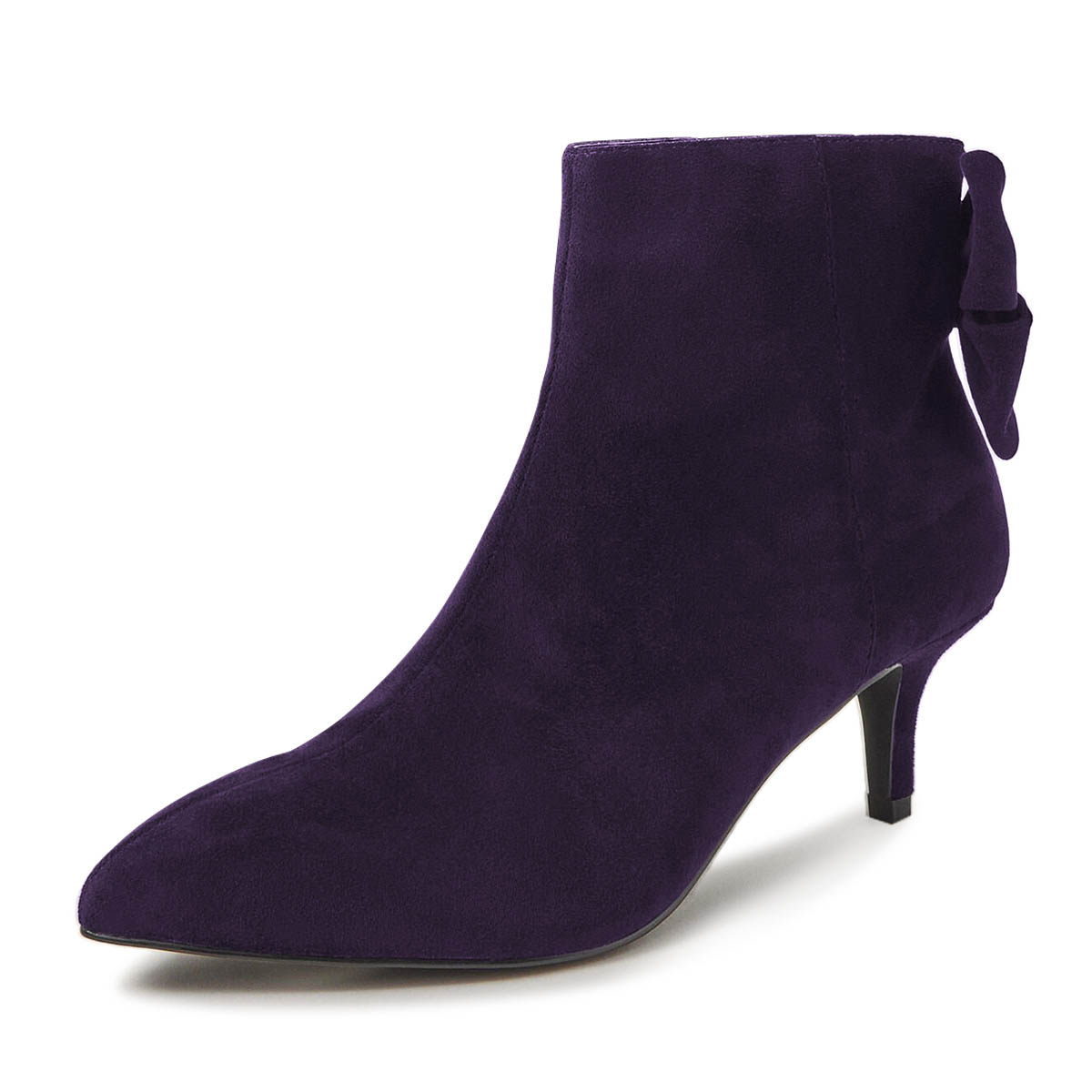 Purple Faux Suede Pointed Toe Stiletto Heel Ankle Boots for Women Nicepairs