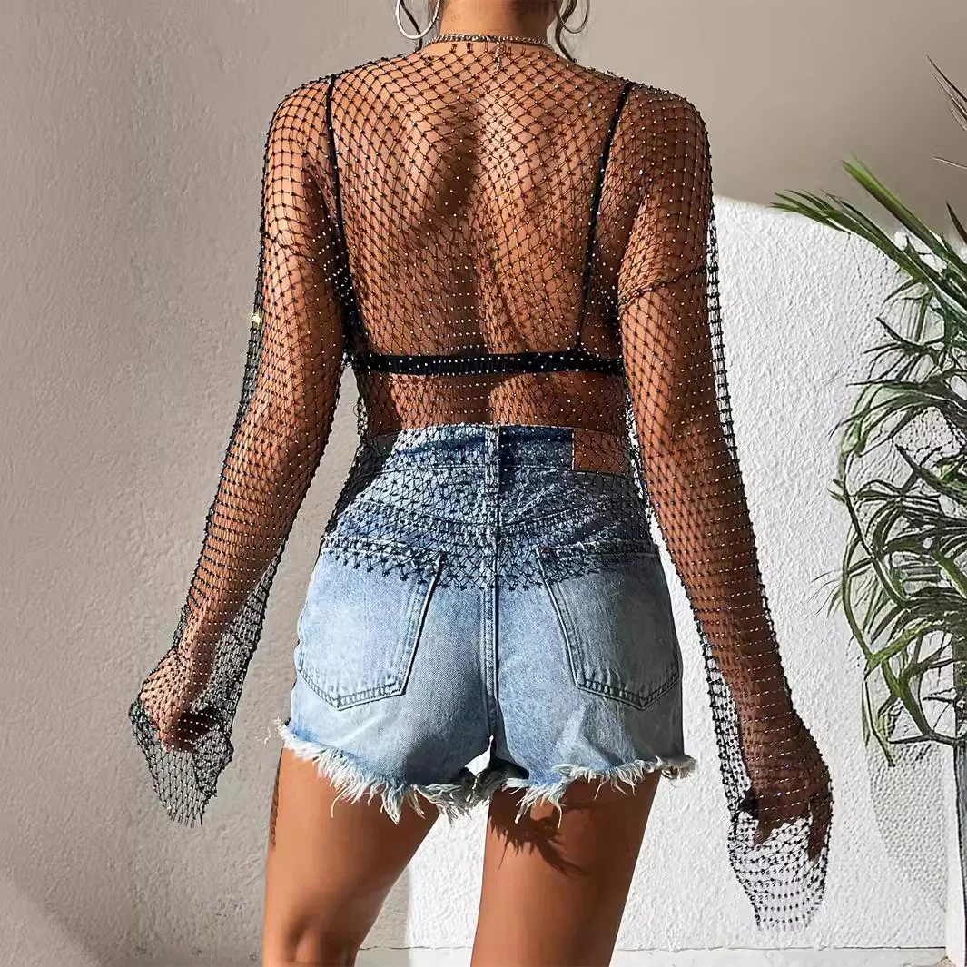 Uveng Uveng Summer Grid Flash Drill Women's T-Shirt Y1122