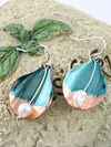 Vintage green leaf pearl earrings