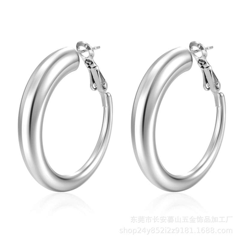 1 Pair Fashion Solid Color Plating 304 Stainless Steel 18K Gold Plated Earrings