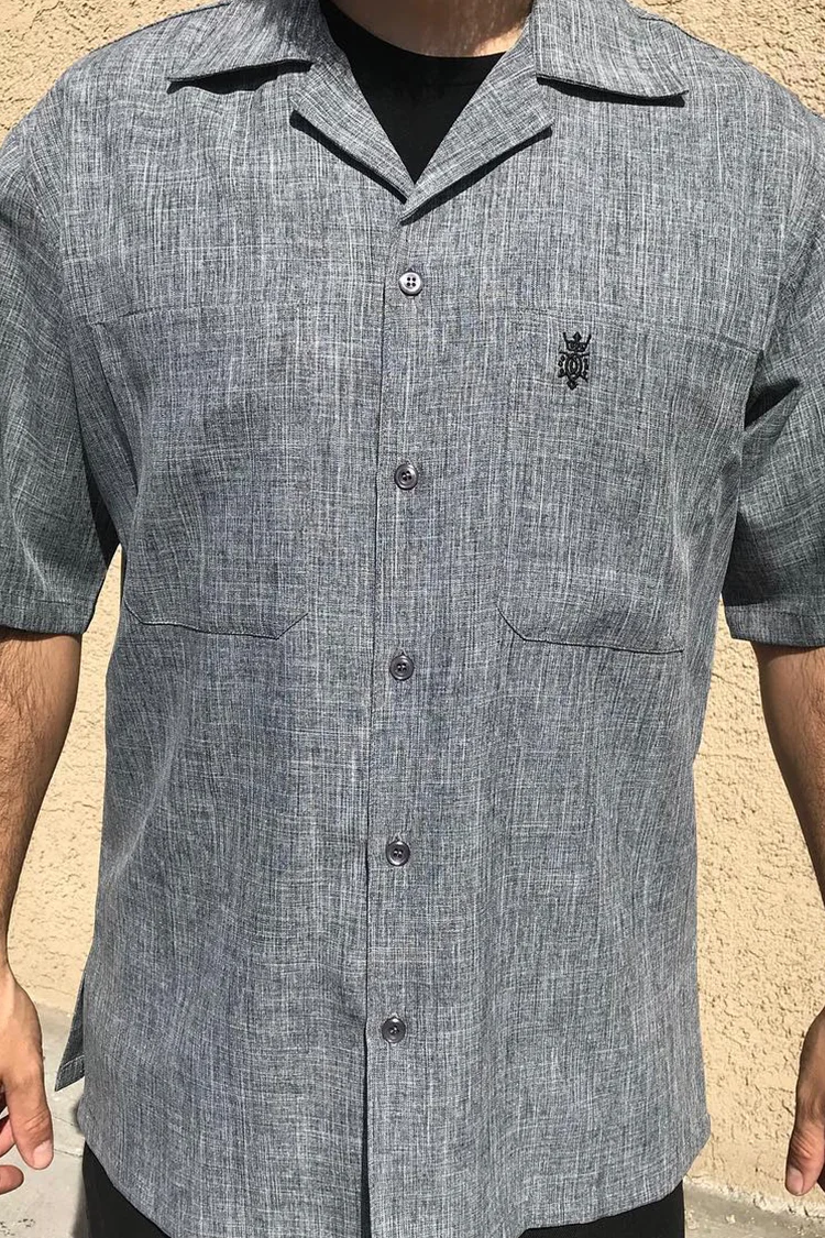 Casual Grey Men'S Bowling Shirt