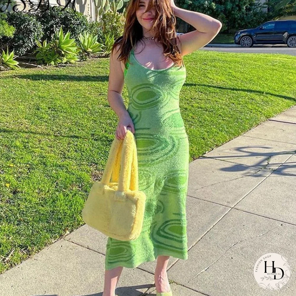 Dress Women Summer Sleeveless Strap Dress Female Print Sundress