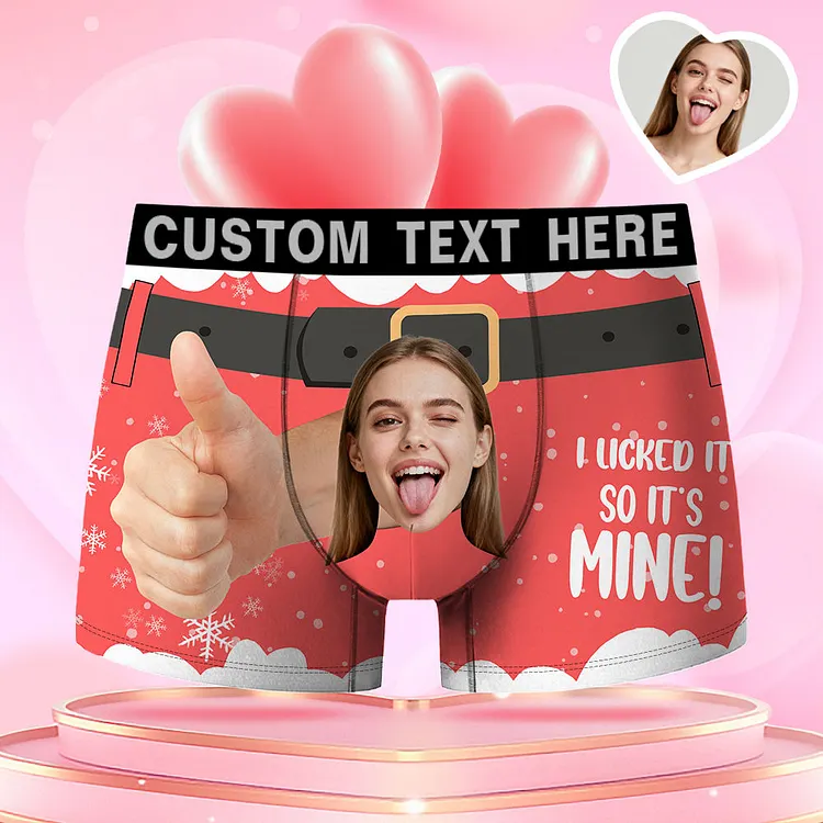 Valentine's Day Gifts Santa Custom Face Men's Boxer Funny Face Gift For Boyfriend Style Underwear Birthday Gifts For Husband, Waistband Text Boxer Gift