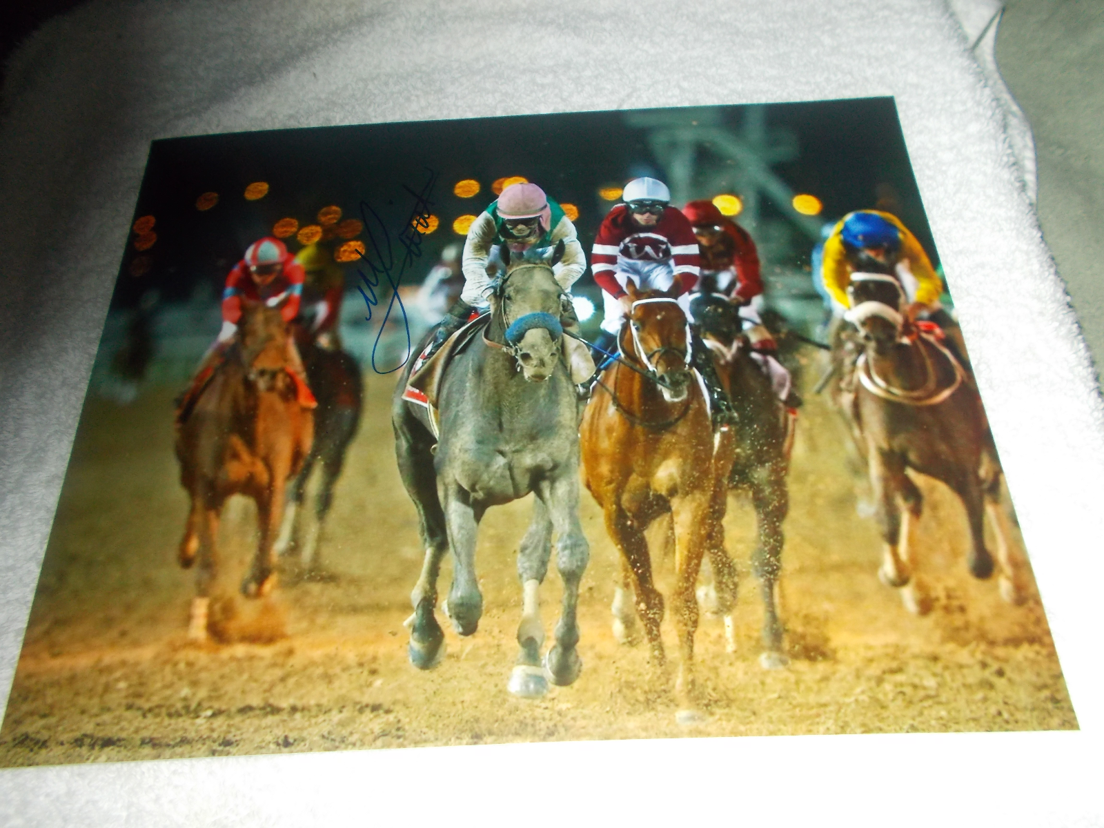 MIKE SMITH ARROGATE 2017 PEGASUS WORLD CUP SIGNED 8x10 HORSE RACING Photo Poster painting