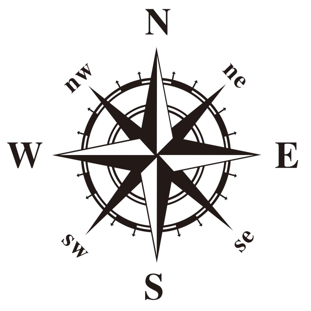 

50x50cm Art Design NSWE Compass Car Stickers PVC Decals Decoration (Black), 501 Original