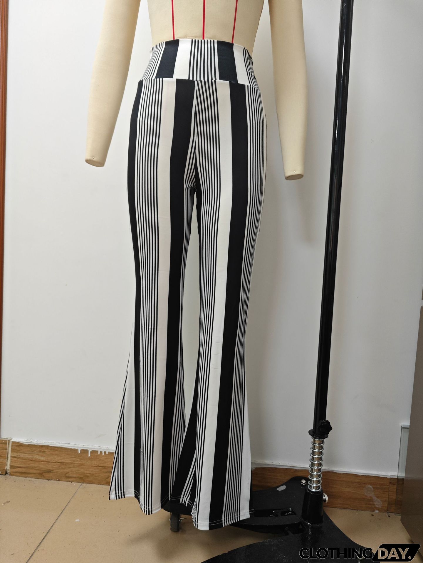 Multicolor Striped Frayed Edge Flare Jeans