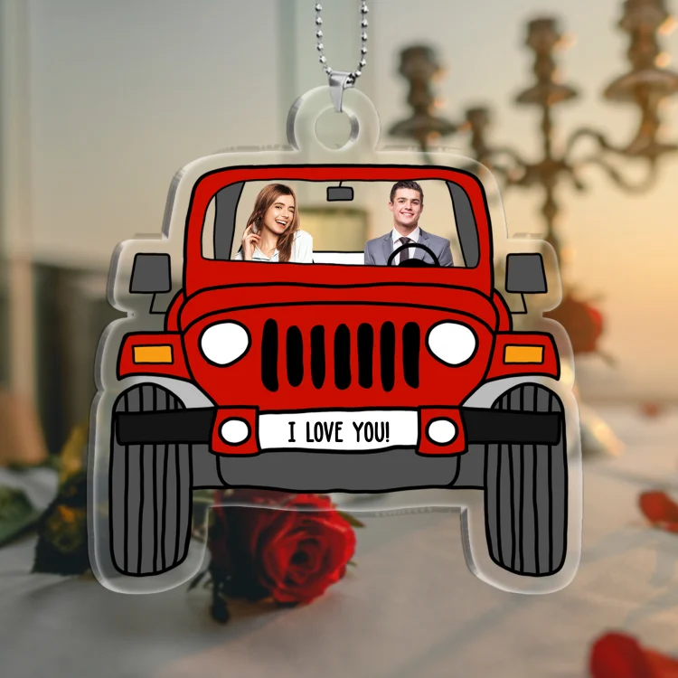 Personalized Road Car Ornament Custom 1–3 Photos & Text Acrylic Hanging Ornaments Valentine's Day Gifts for Him/Her