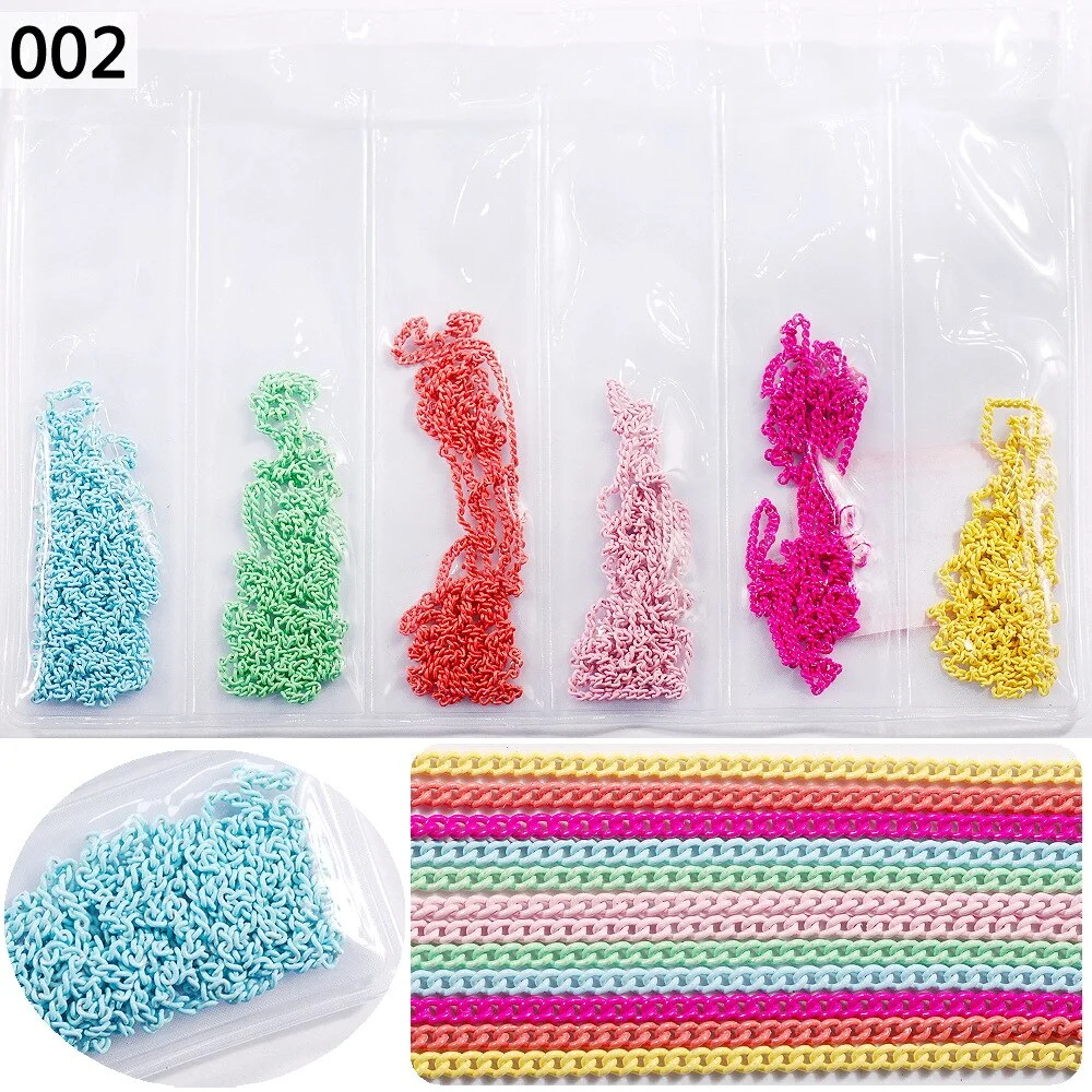 50cm / Six / Bag New Color Mixed Fashion Nail Art Creative Decoration Chain DIY Nail Art Creation Accessories 3d Charms