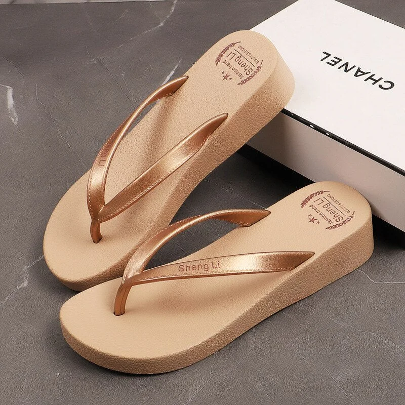 Women Wedge Flip Flops Fashion Candy Color Comfortable Female Beach Flip Flop Slides 2022 Summer Slippers Slides Shoes For Women