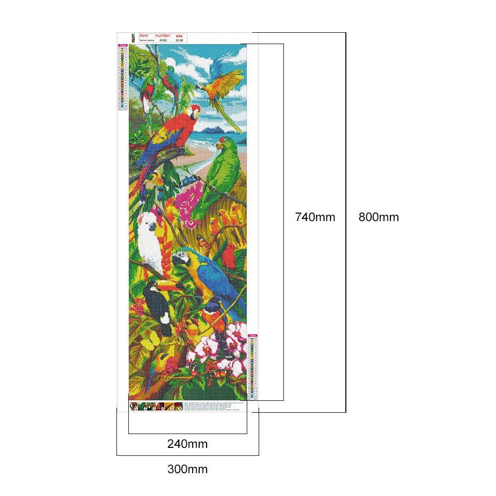 Diamond Painting - Full Round Drill - Color Parrot(30*80cm)