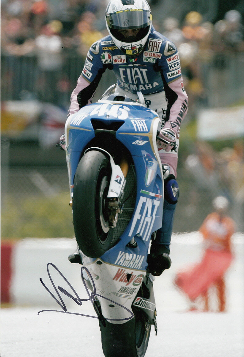 Valentino Rossi MotoGP Hand Signed Yamaha Photo Poster painting 12x8 Barcelona 2008 Wheelie.