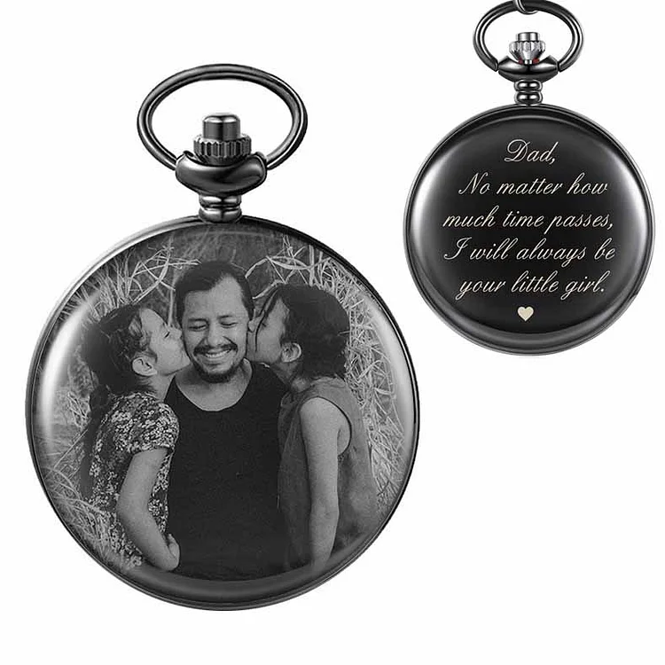 Personalized Photo Pocket Watch with Loving Message Gift for Dad