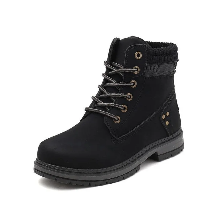 Ultra Warm Boots Waterproof Non-Slip Faux Fur Lining Lace Up Flat Ankle Boots shopify Stunahome.com