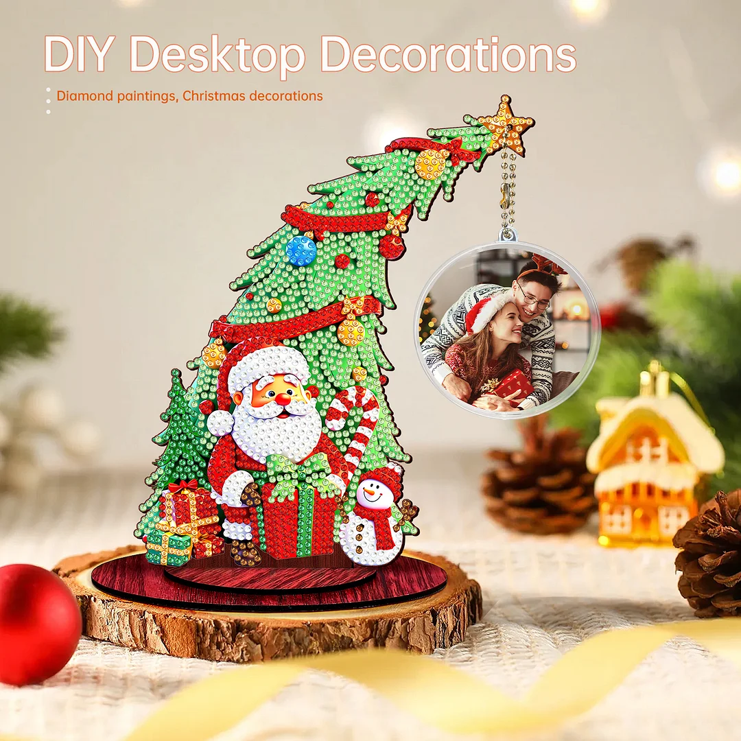 Photo Christmas Tree 5D DIY Diamond Art Tabletop Wood Decorations Ornament Kits