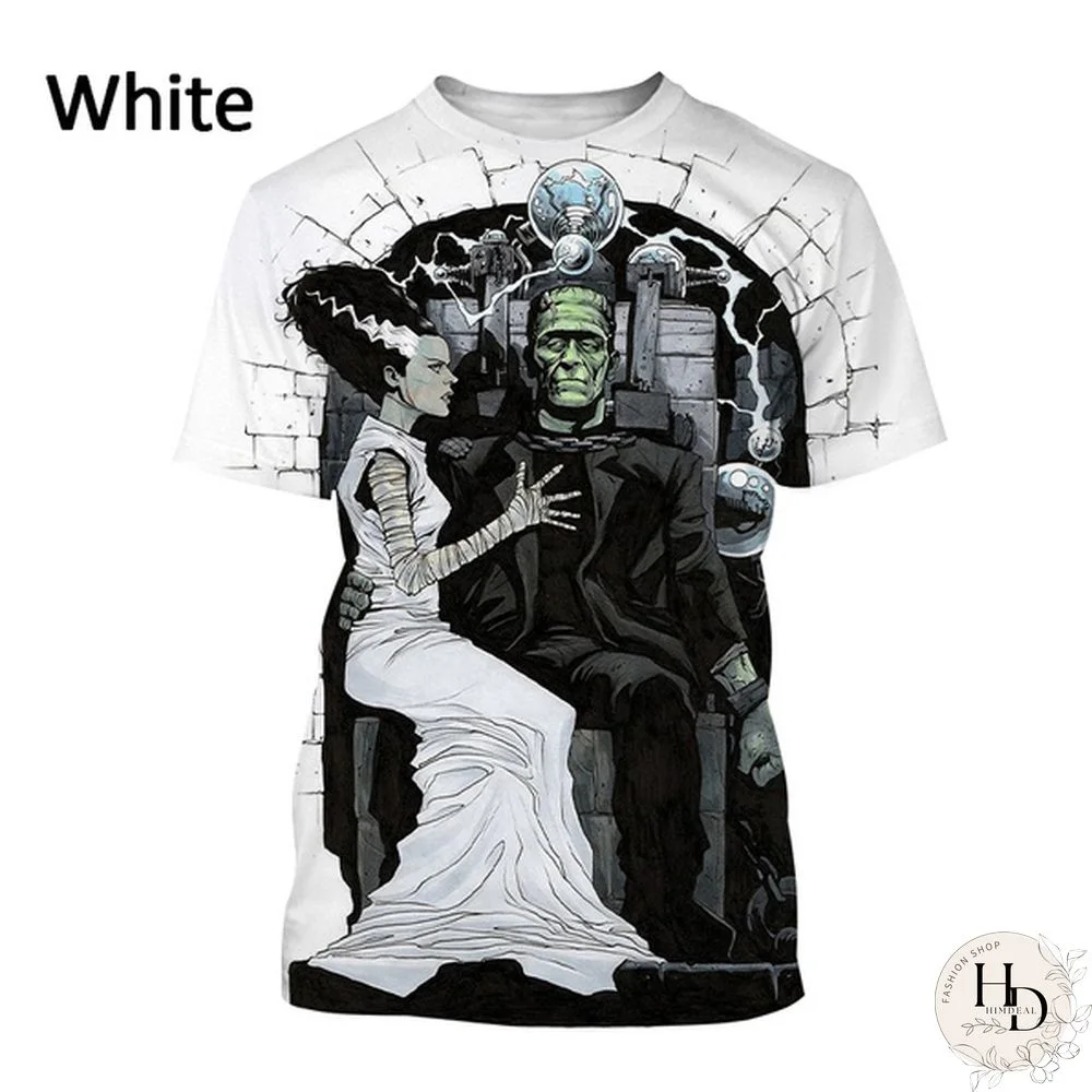 Classic Film Monster Frankenstein Short-sleeved T Shirt Men's Casual Fashion Horror Movie T Shirt Harajuku Streetwear Top