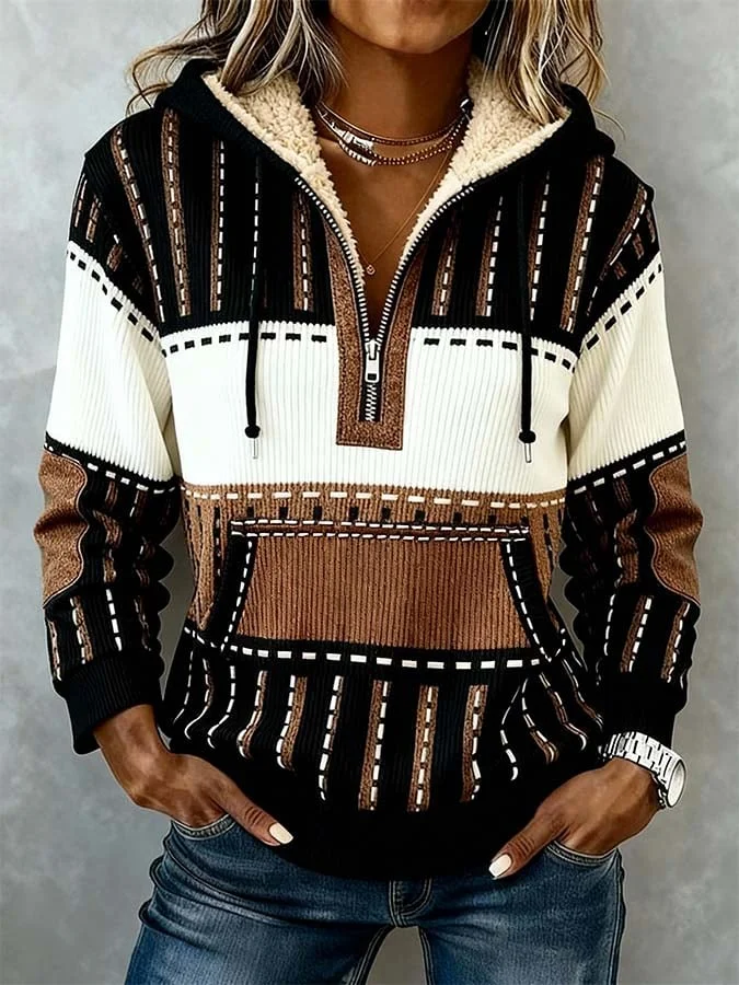 Women'S Casual Loose Printed Hooded Sweatshirt 