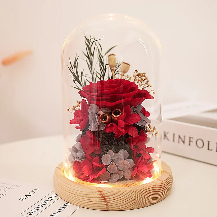 Red/Pink/Multicolor/Blue Everlasting Rose in Glass Dome