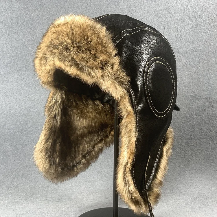 Hunk Aviator Leather Winter Hat