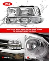 ADCARLIGHTS Headlight Assembly for 1999 2000 2001 2002 Chevy Silverado 1500 2500/1500HD 2500HD 3500/2000-2006 Tahoe/Suburban Chrome Housing with Clear Reflector