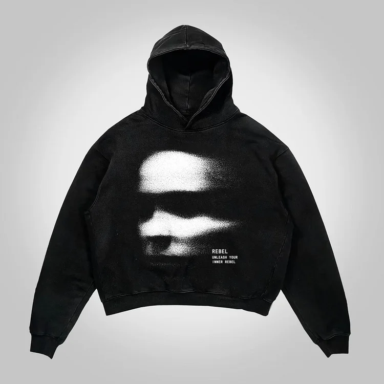Vintag Rebel Portrait Graphic Print Pocketless Hoodie