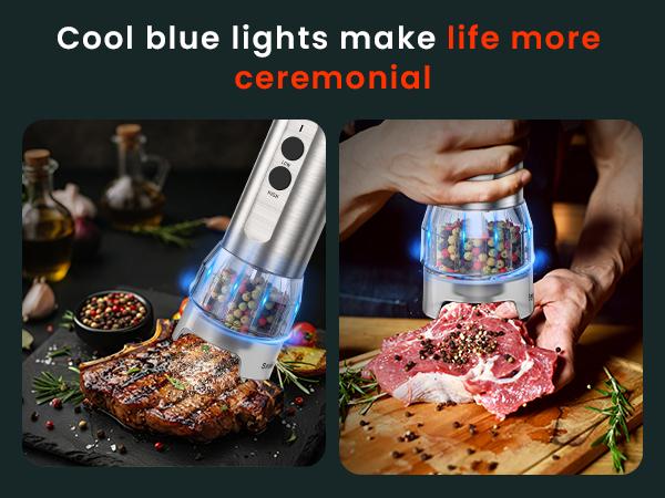 Product Introduction of ODIFORGO Electric Salt and Pepper Grinder Set 2025 New Update,Quick Switching of Silos, Stainless Steel Automatic Pepper Mill Grinder,USB Rechargeable 3 large-Capacity Stock Bins Adjustable Grinding Coarseness small kitchen gadgets  led salt shaker 9