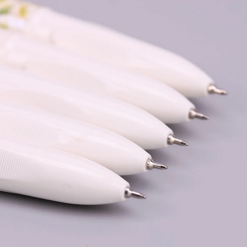 1PC Colored Pen (Red Green Blue Black Ink)4 In 1 Floral Ballpoint Pens Writing Pen 0.5mm Stationery Office School Supplies