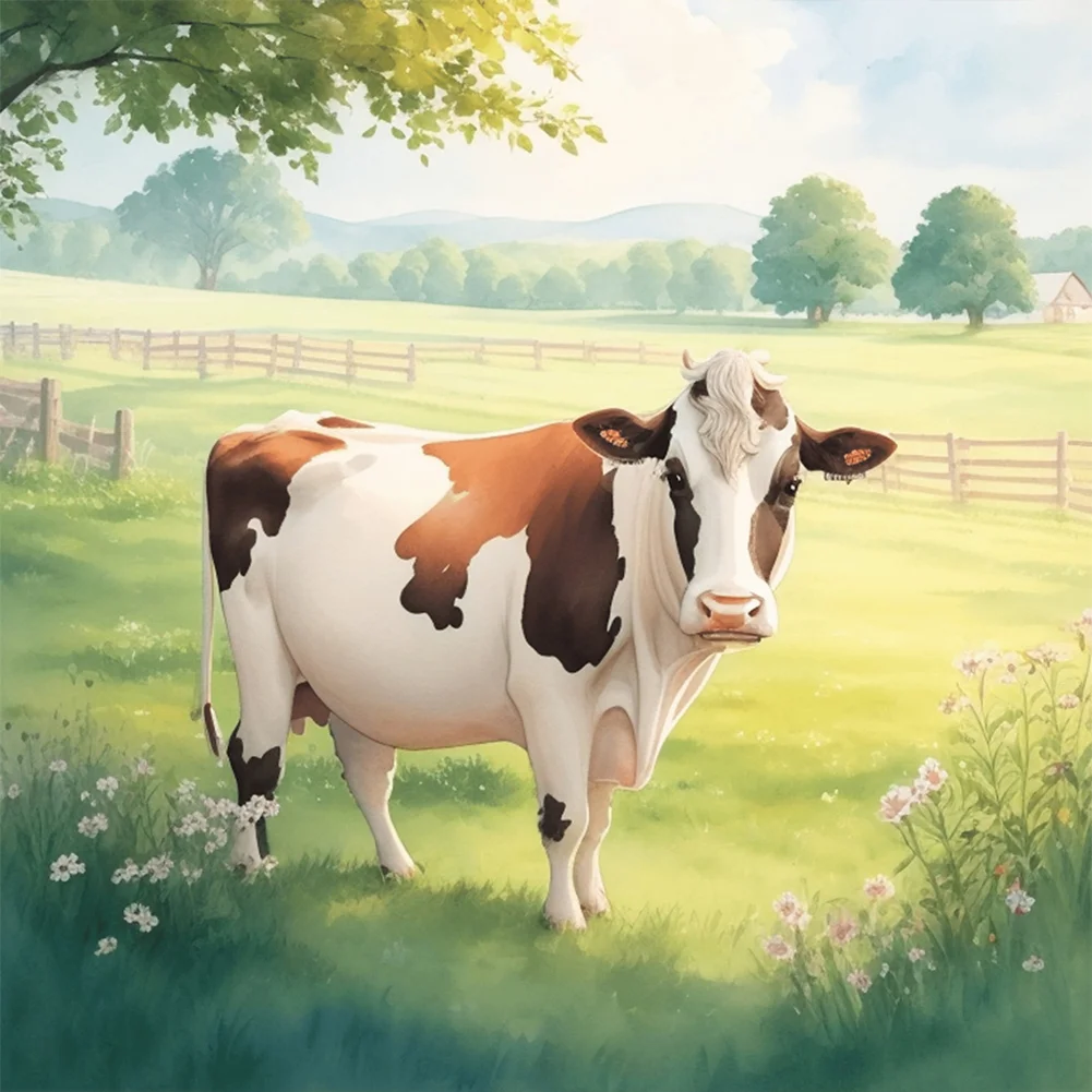 Diamond Painting - Full Round Drill - Farm Cow(Canvas|30*30cm)