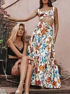 Floral-Print Underwired Bandeau Split Maxi Dress Suit