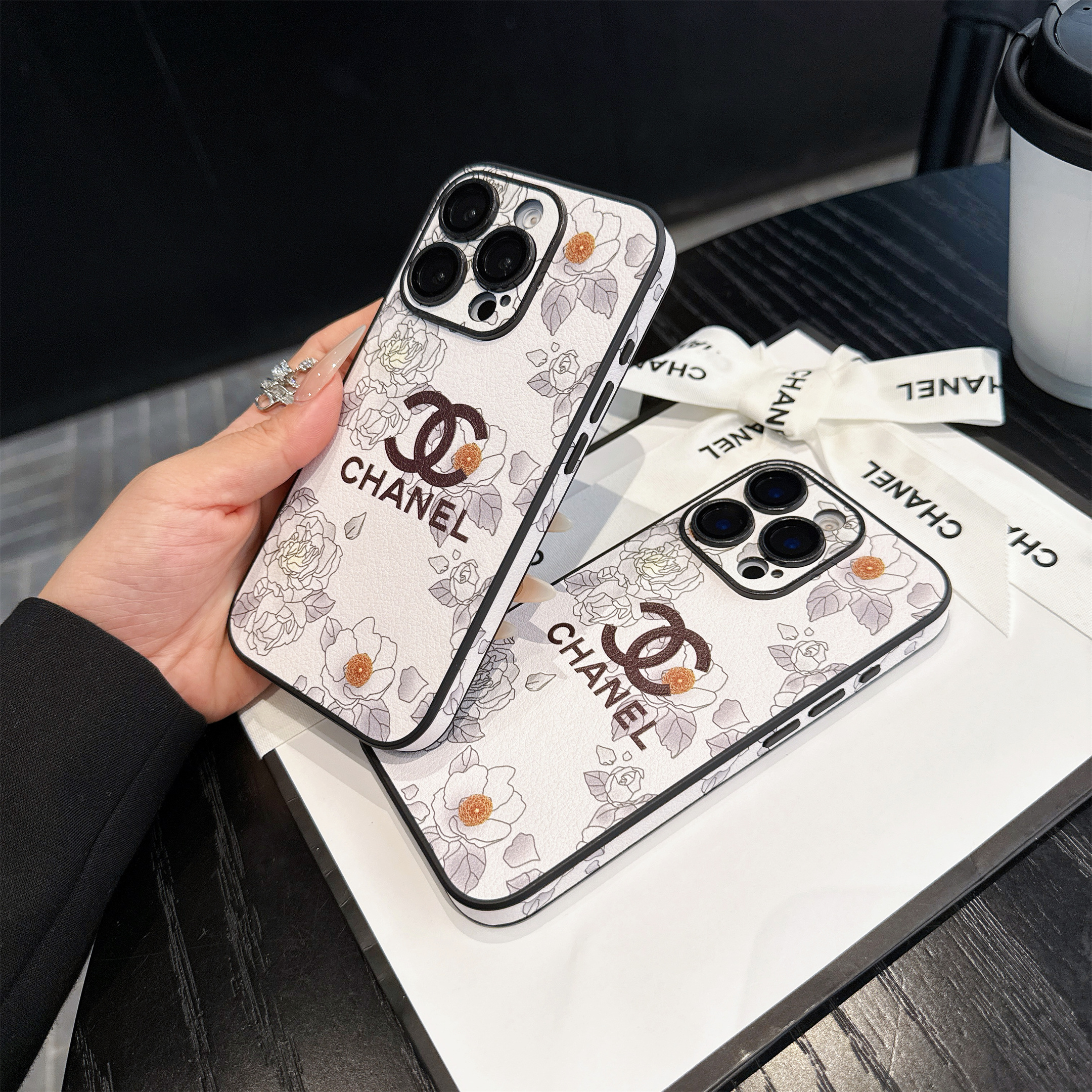 Exclusive Design Chanel Camellia Leather Apple iPhone Case