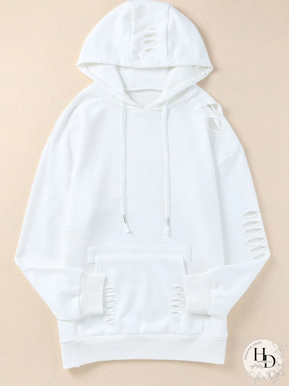 Women's Distressed Pullover Hoodie